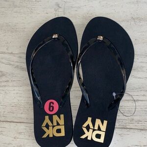 New DKNY sandals size 6, black with leopard print